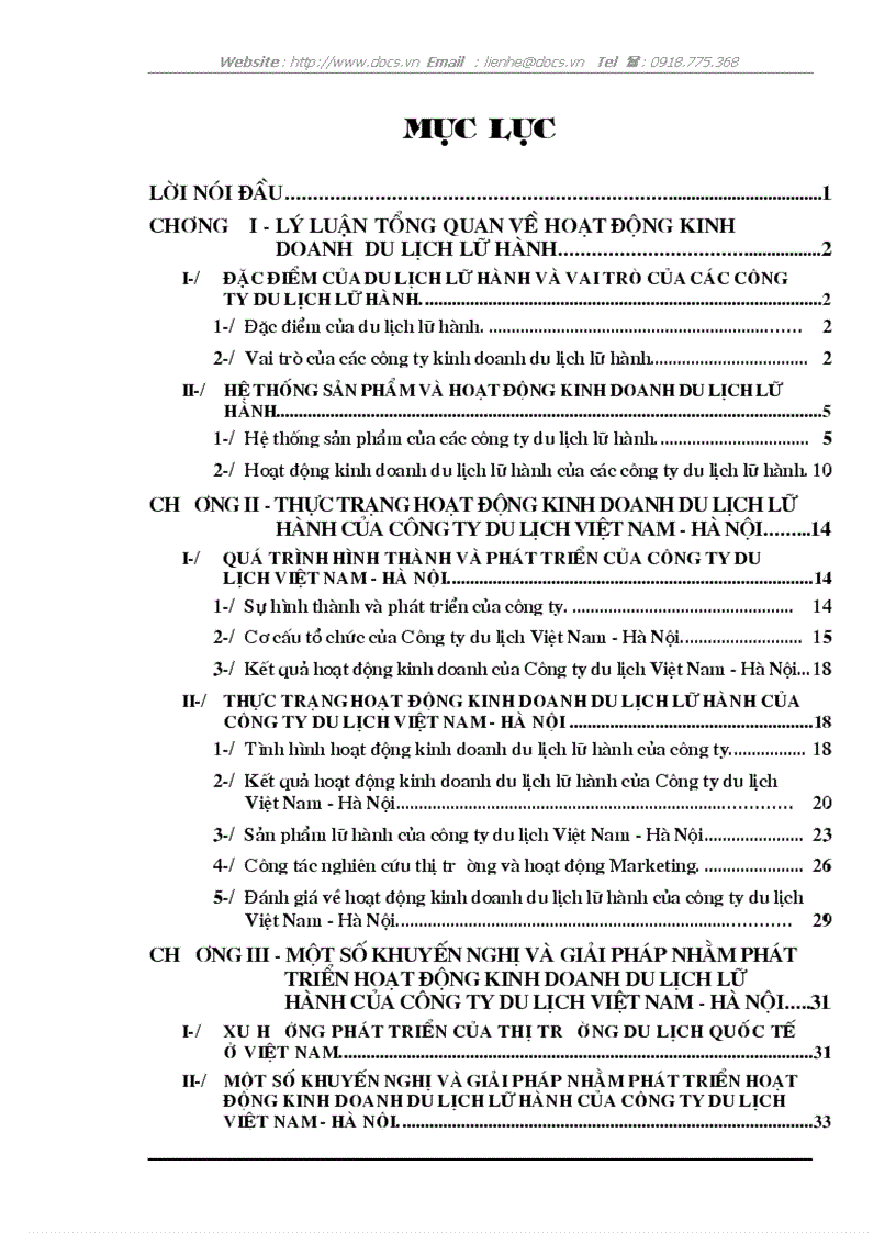 image for page 1số giải pháp kiến nghị nhằm phát triển hoạt động kinh doanh du lịch lữ hành của C ty du lịch VN