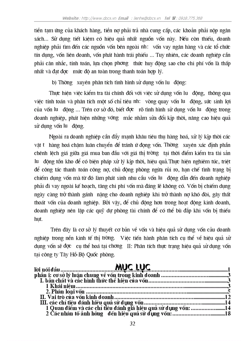 image for page Giải pháp nâng cao hiệu quả sử dụng vốn tại C ty Tây hồ BQP