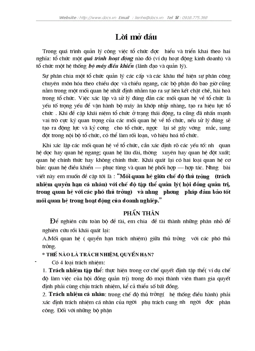 image for page Mối quan hệ giữa chế độ thủ trưởng với chế độ tập thể quản lý phương pháp đảm bảo tốt trong hoạt động của DN