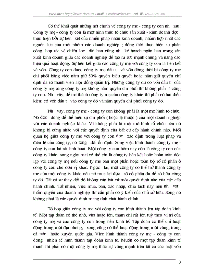 image for page Cơ sở khoa học mô hình C ty mẹ C ty con