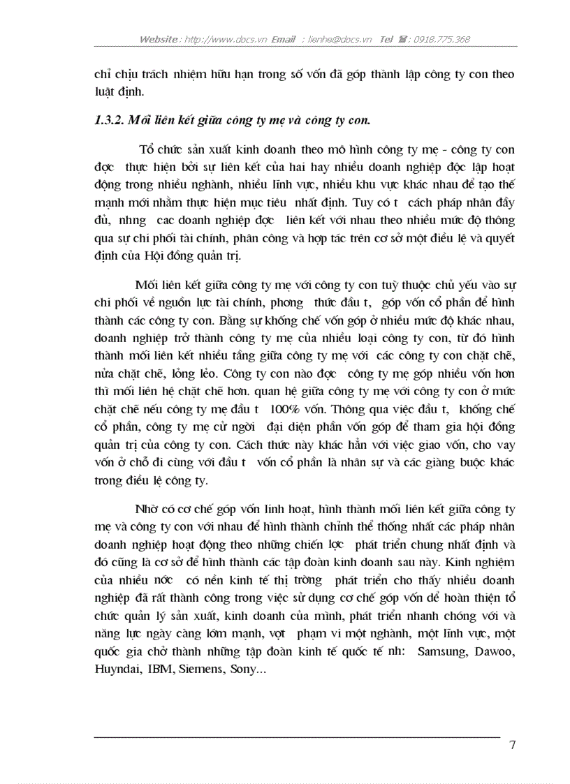 image for page Cơ sở khoa học mô hình C ty mẹ C ty con