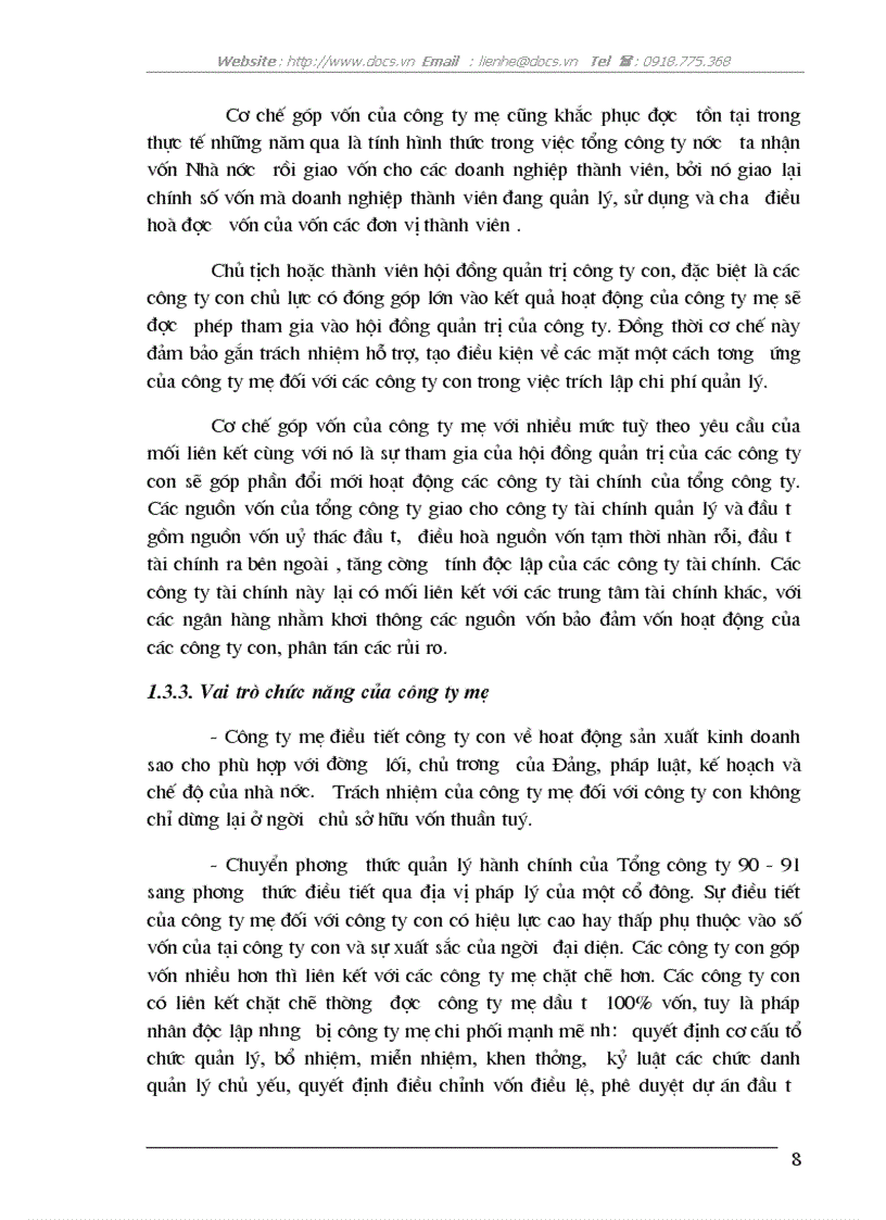 image for page Cơ sở khoa học mô hình C ty mẹ C ty con