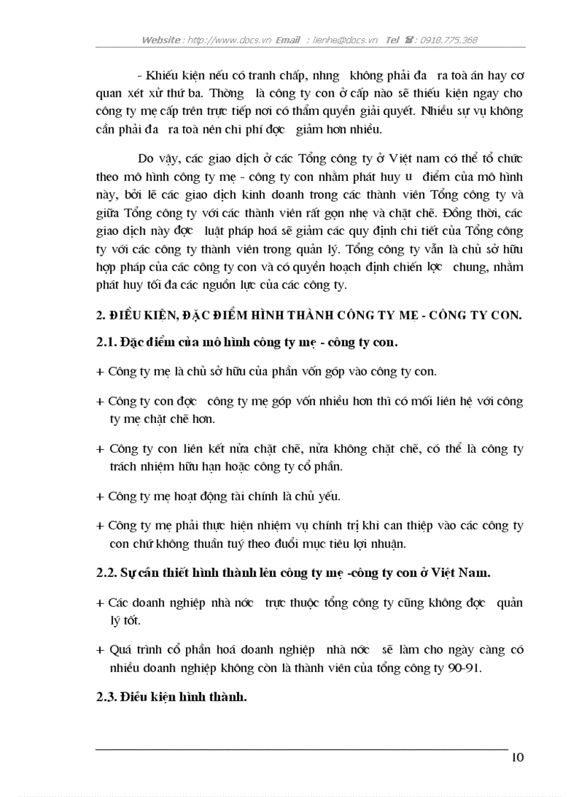 image for page Cơ sở khoa học mô hình C ty mẹ C ty con