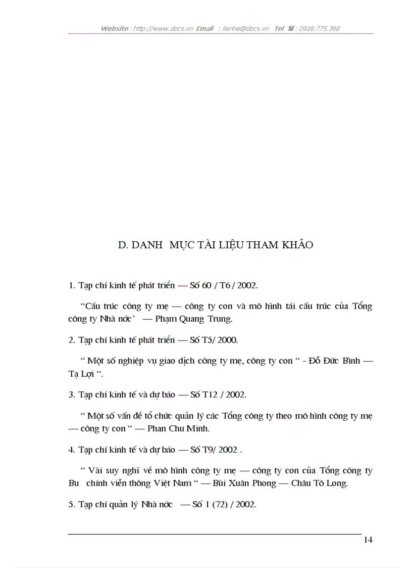 image for page Cơ sở khoa học mô hình C ty mẹ C ty con