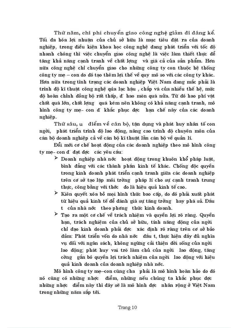 image for page Cơ sở khoa học của mô hình C ty mẹ C ty con