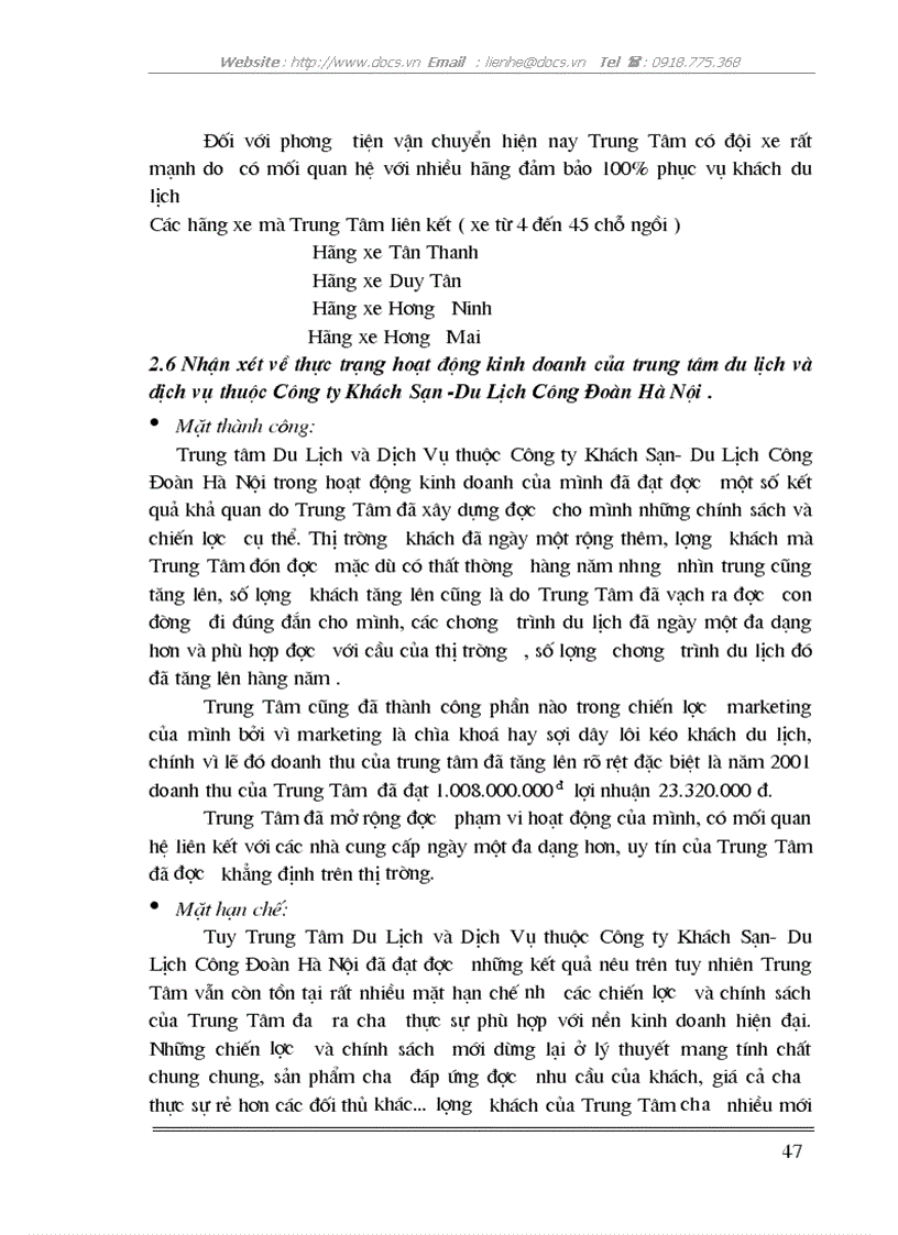 image for page Giải pháp phát triển hoạt động kinh doanh lữ hành của Trung Tâm du lịch và dịch vụ thuộc Công ty khách sạn