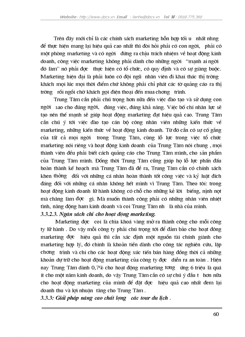 image for page Giải pháp phát triển hoạt động kinh doanh lữ hành của Trung Tâm du lịch và dịch vụ thuộc Công ty khách sạn