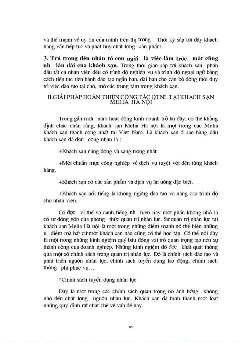 image for page Quản trị nhân lực tại khách sạn Melia Hà nội Thực trạng và giải pháp