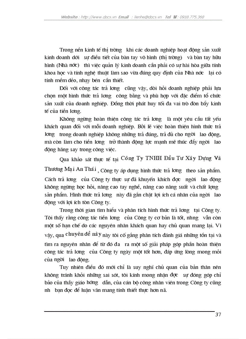 image for page Giải pháp góp phần hoàn thiện các hình thức trả lương tại C ty TNHH Đầu tư xây dựng thương mại An Thái