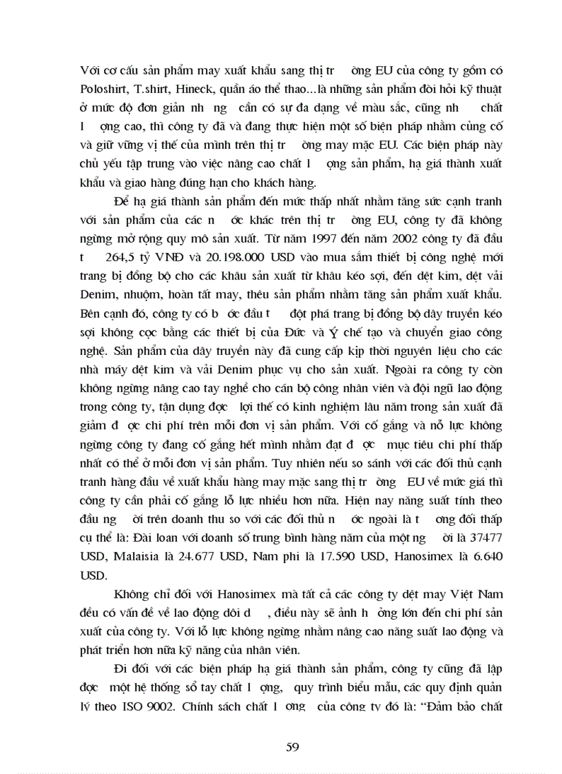 image for page Giải pháp nâng cao sức cạnh tranh hàng may mặc của C ty Dệt may Hà Nội trên thị trường EU