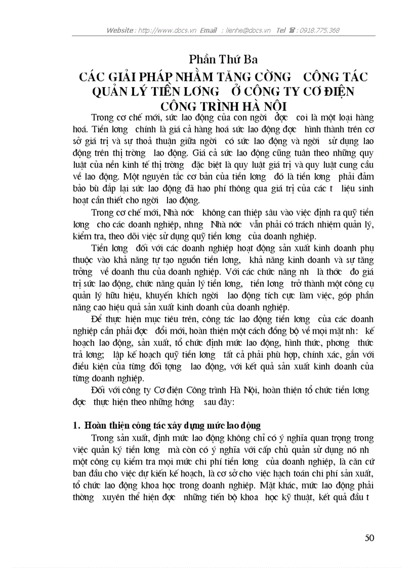 image for page Một số biện pháp nhằm tăng cường công tác quản lý tiền lương tại công ty Cơ điện Công trình Hà Nội