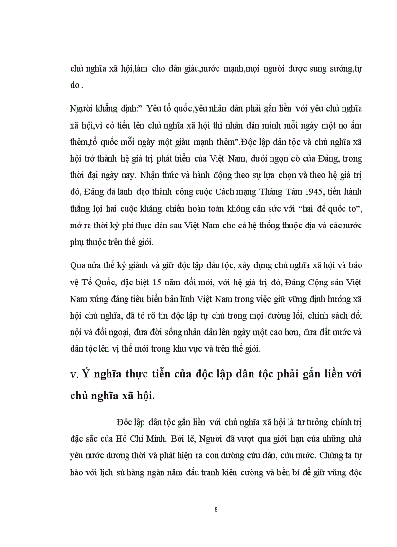 image for page Độc lập dân tộc phải gắn liền với Chủ Nghĩa Xã Hội theo tư tưởng Hồ Chí Minh Hãy nêu rõ ý nghĩa lý luận và thực tiễn của luận điểm trên