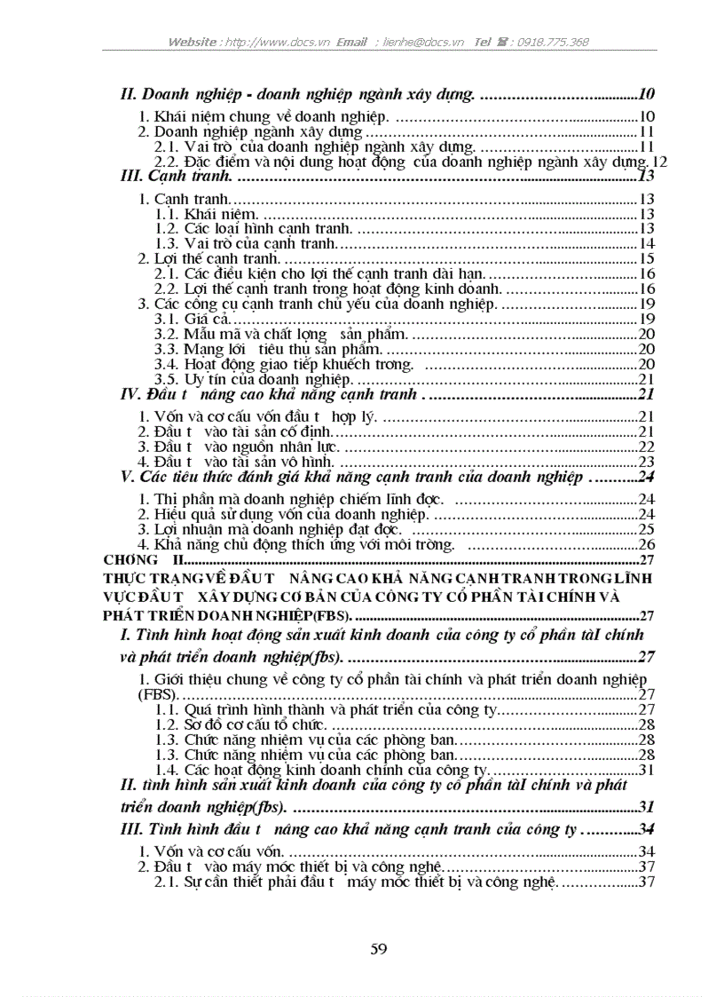 image for page Đầu tư nâng cao năng lực cạnh tranh trong lĩnh vực XDCB của C ty CP tài chính phát triển doanh nghiệp FBS