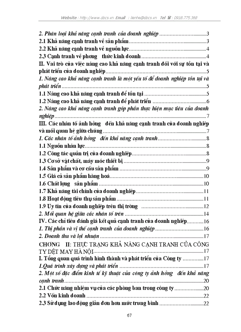 image for page Biện pháp nhằm nâng cao khả năng cạnh tranh của C ty Dệt May Hà Nội