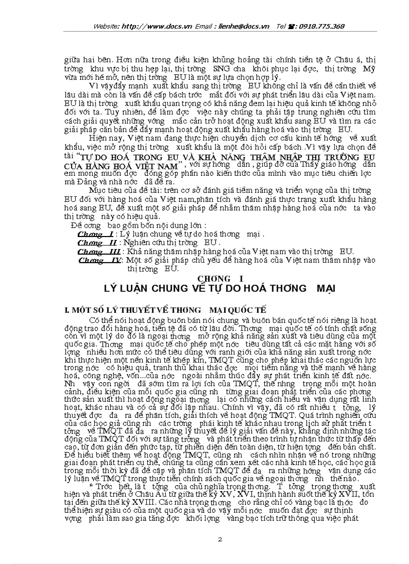 image for page Tự do hoá trong EU khả năng thâm nhập thị trường EU của hàng hoá VN