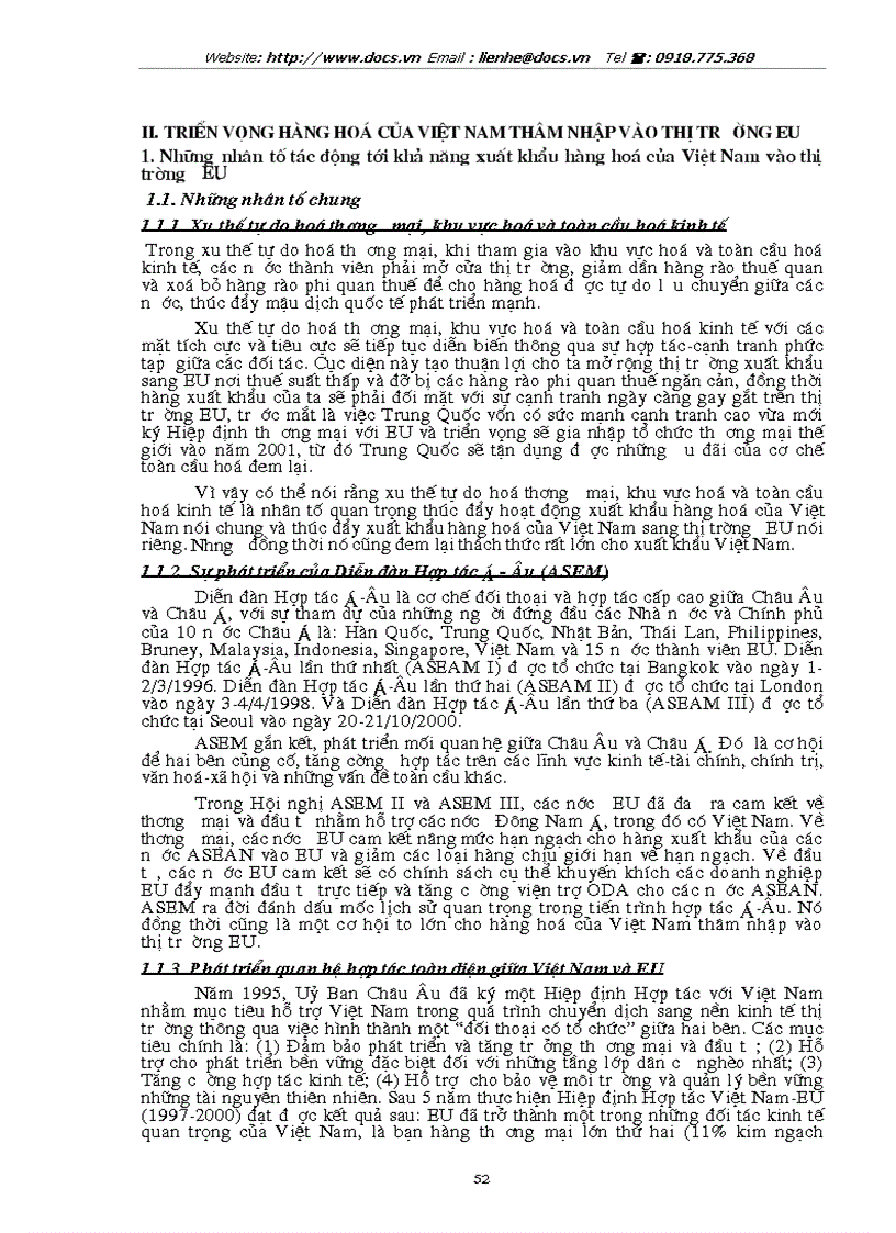 image for page Tự do hoá trong EU khả năng thâm nhập thị trường EU của hàng hoá VN