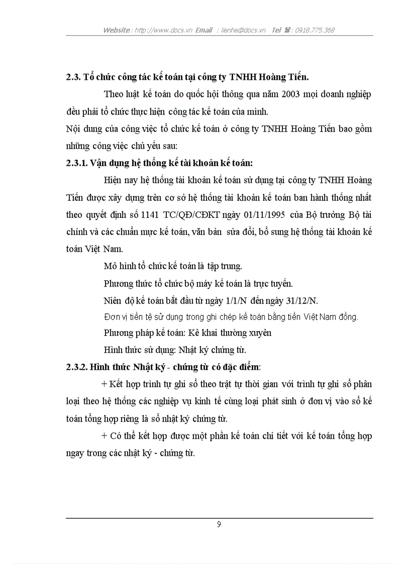 image for page Tổ chức kế toán bán hàng và xác định kết quả bán hàng tại công ty TNHH Hoàng Tiến