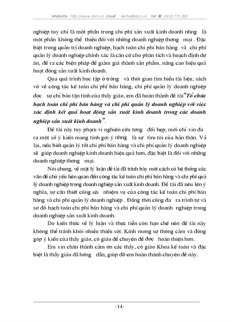 image for page Tổ chức hạch toán chi phí bán hàng và chi phí quản lý doanh nghiệp với việc xác định kết quả hoạt động sản xuất kinh doanh trong các doanh nghiệp sản