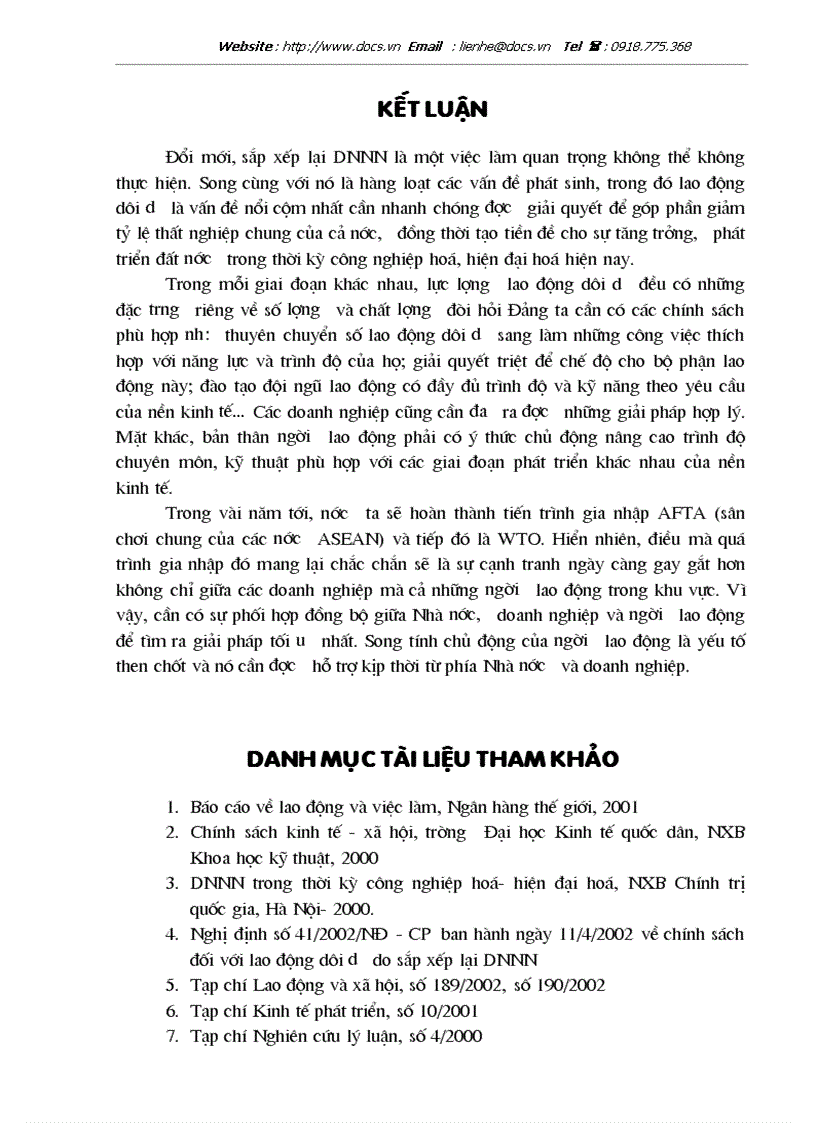 image for page Vấn đề lao động dôi dư trong quá trình đổi mới sắp xếp lại DNNN