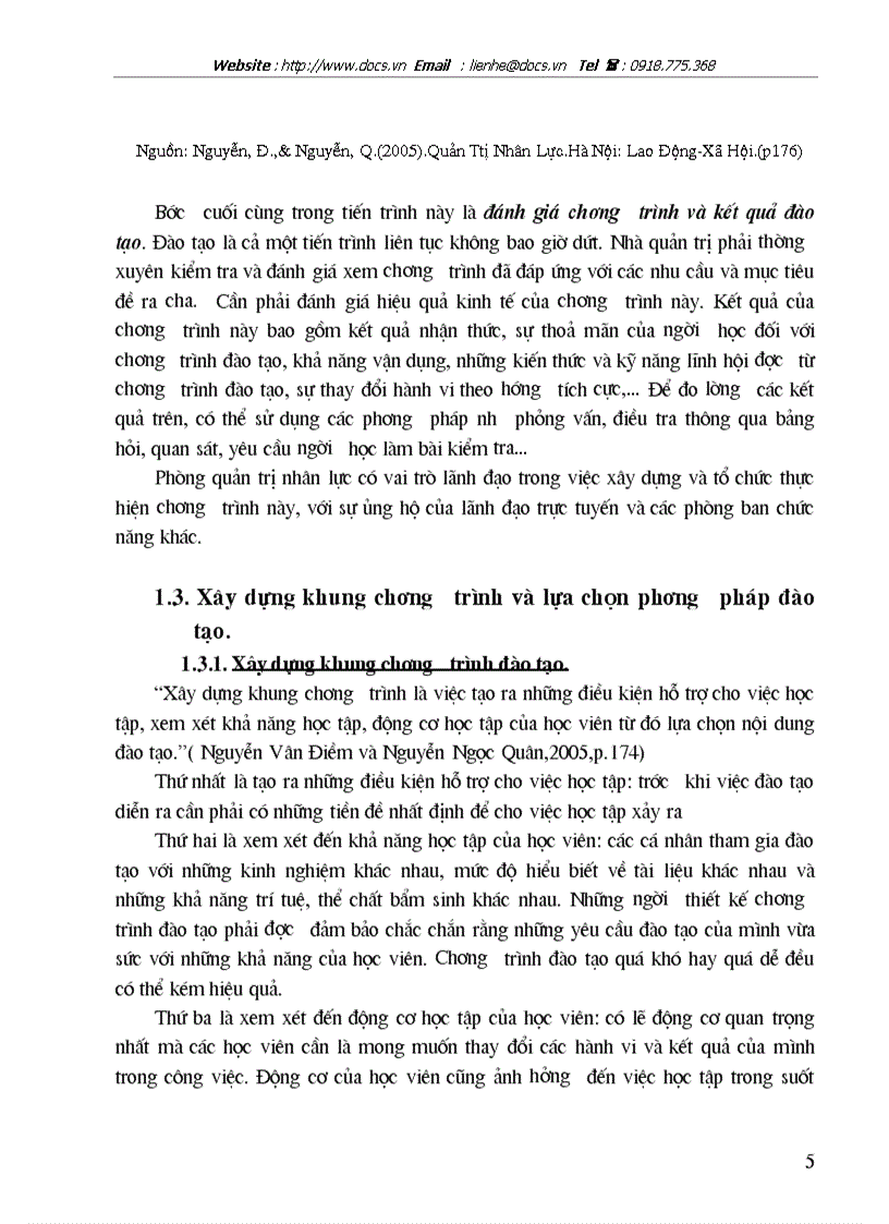 image for page Hoàn thiện công tác xây dựng khung chương trình và lựa chọn các phương pháp đào tạo của công ty Điện Lực Hà Nội năm 2004 2006
