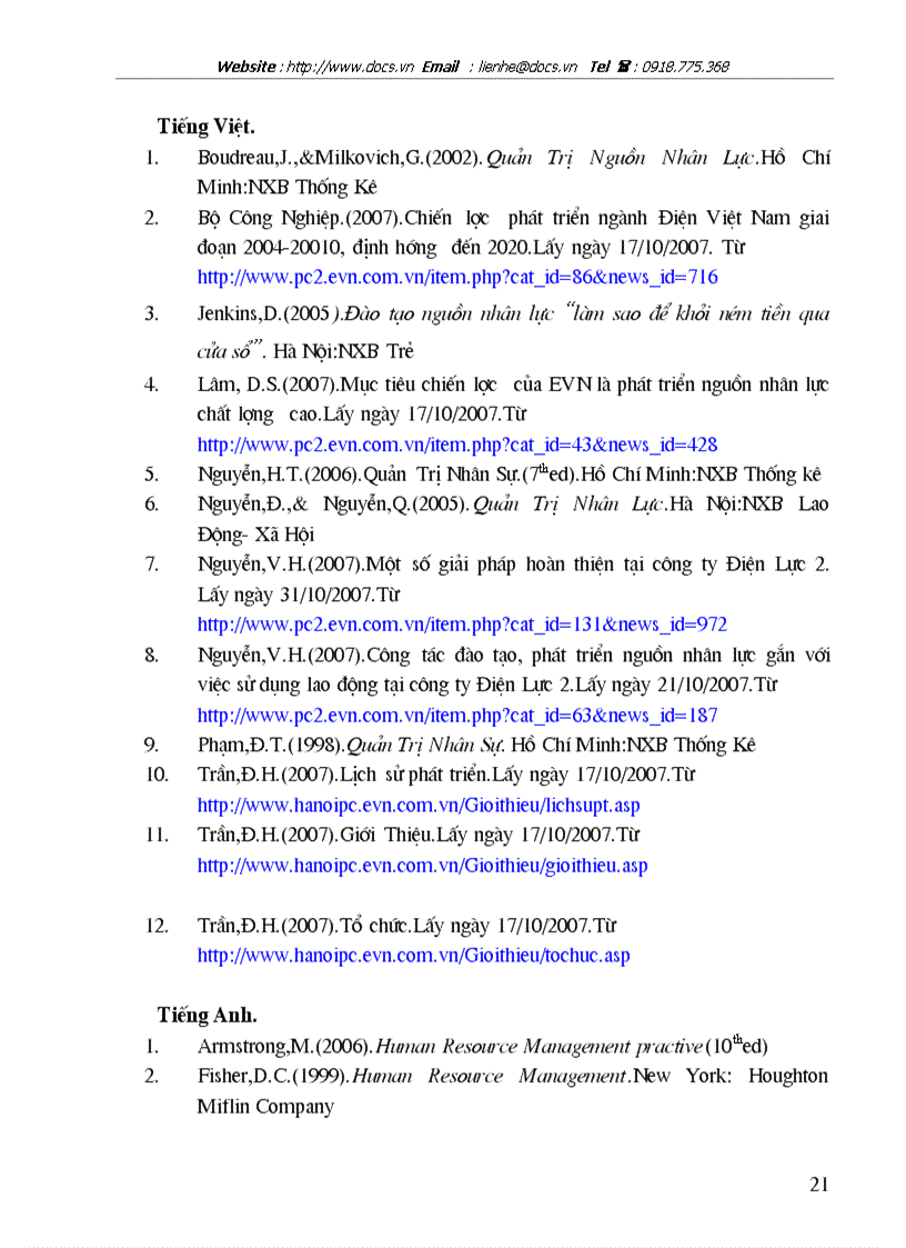image for page Hoàn thiện công tác xây dựng khung chương trình và lựa chọn các phương pháp đào tạo của công ty Điện Lực Hà Nội năm 2004 2006