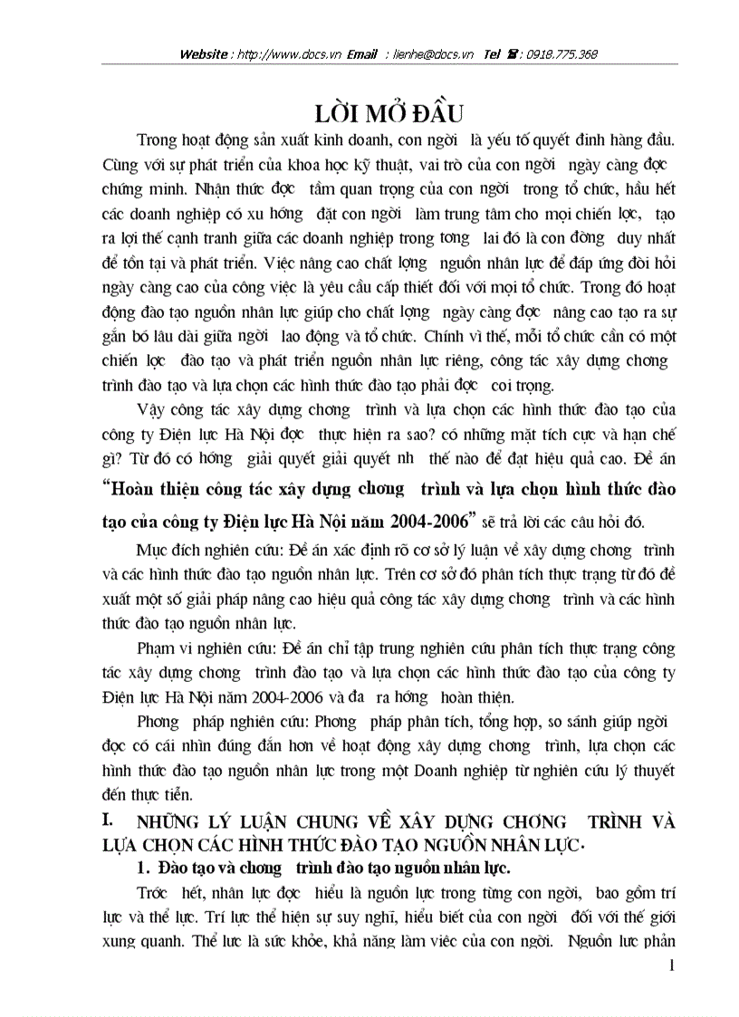 image for page Hoàn thiện công tác xây dựng chương trình và lựa chọn hình thức đào tạo của công ty Điện lực Hà Nội năm 2004 2006