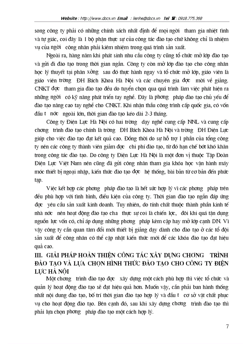 image for page Hoàn thiện công tác xây dựng chương trình và lựa chọn hình thức đào tạo của công ty Điện lực Hà Nội năm 2004 2006