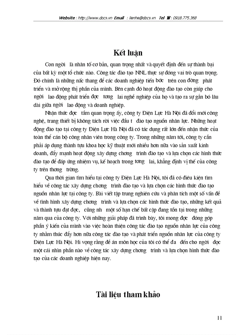image for page Hoàn thiện công tác xây dựng chương trình và lựa chọn hình thức đào tạo của công ty Điện lực Hà Nội năm 2004 2006