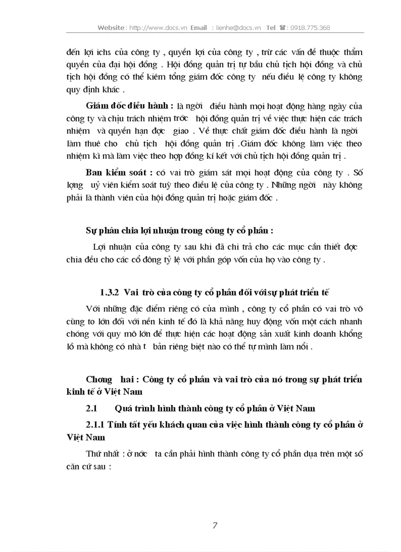 image for page Công ty cổ phần và vai trò của nó trong sự phát triển kinh tế ở nước ta hiện nay