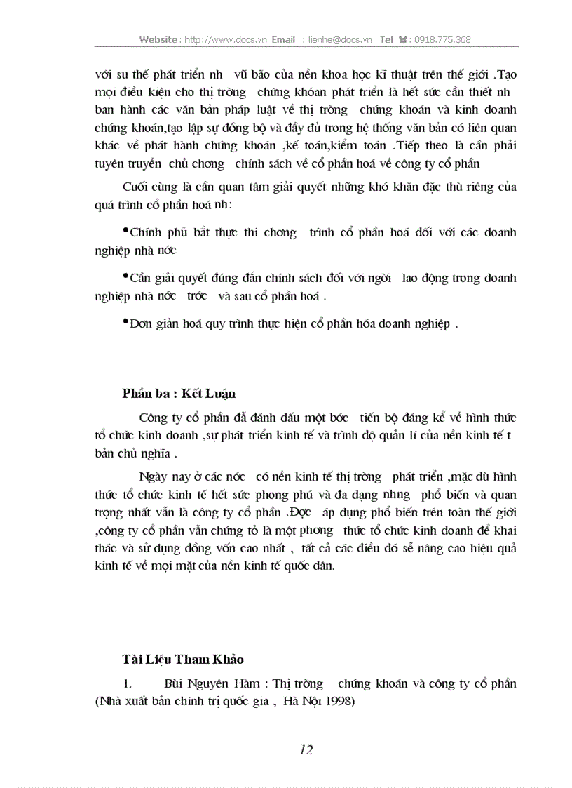 image for page Công ty cổ phần và vai trò của nó trong sự phát triển kinh tế ở nước ta hiện nay