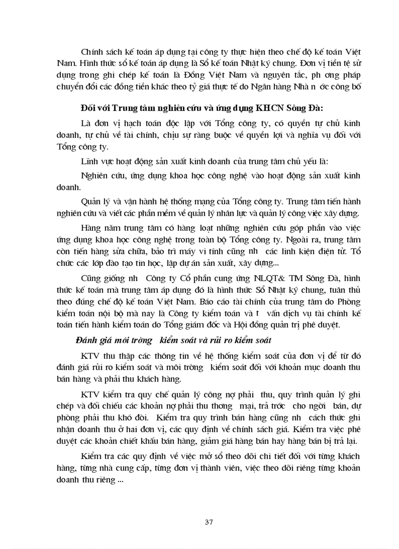 image for page Quy trình kiểm toán bán hàng thu tiền trong kiểm toán Báo cáo tài chính của kiểm toán nội bộ các đơn vị hạch toán độc lập tại Tổng công ty Sông Đà