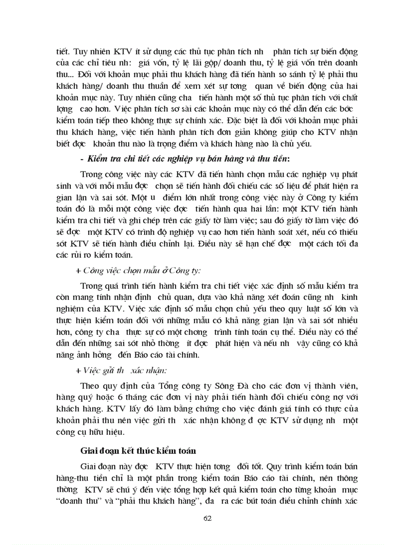 image for page Quy trình kiểm toán bán hàng thu tiền trong kiểm toán Báo cáo tài chính của kiểm toán nội bộ các đơn vị hạch toán độc lập tại Tổng công ty Sông Đà