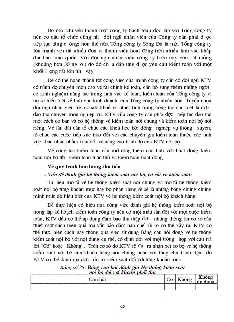image for page Quy trình kiểm toán bán hàng thu tiền trong kiểm toán Báo cáo tài chính của kiểm toán nội bộ các đơn vị hạch toán độc lập tại Tổng công ty Sông Đà