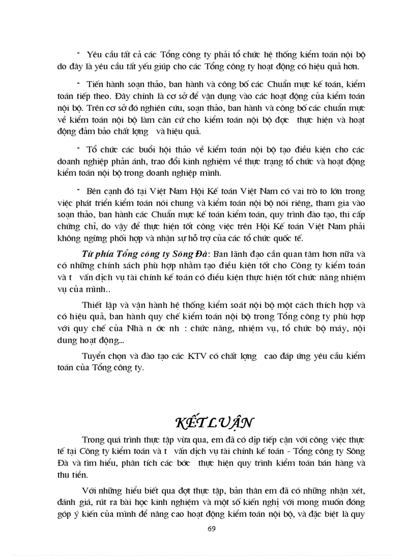 image for page Quy trình kiểm toán bán hàng thu tiền trong kiểm toán Báo cáo tài chính của kiểm toán nội bộ các đơn vị hạch toán độc lập tại Tổng công ty Sông Đà