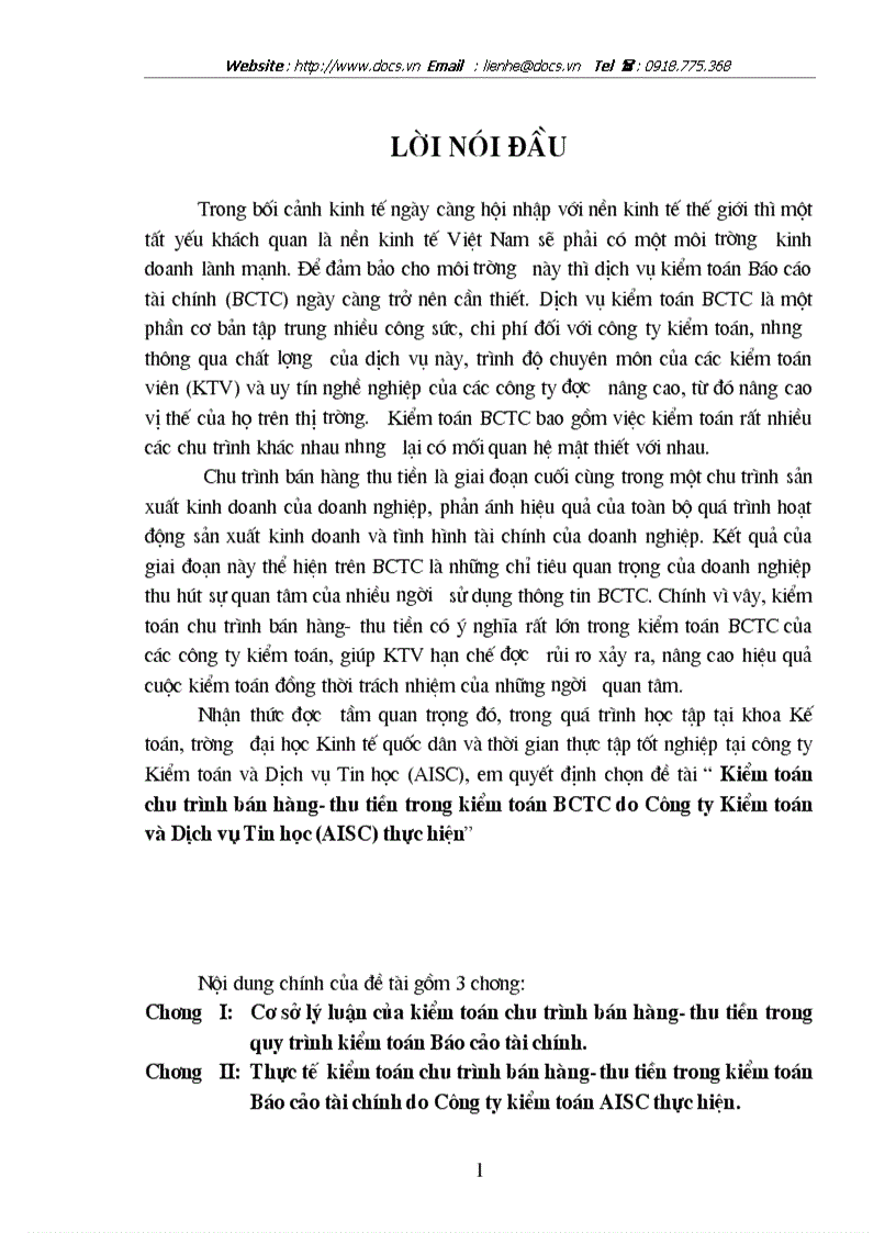 image for page Kiểm toán chu trình bán hàng thu tiền trong kiểm toán BCTC do Công ty Kiểm toán và Dịch vụ Tin học AISC thực hiện
