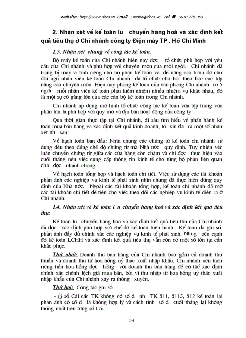 image for page Hoàn thiện kế toán lưu chuyển hàng hoá và xác định kết quả tiêu thụ tại chi nhánh công ty Điện máy thành phố Hồ Chí Minh