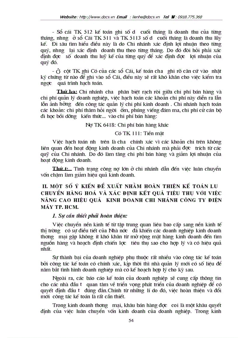 image for page Hoàn thiện kế toán lưu chuyển hàng hoá và xác định kết quả tiêu thụ tại chi nhánh công ty Điện máy thành phố Hồ Chí Minh
