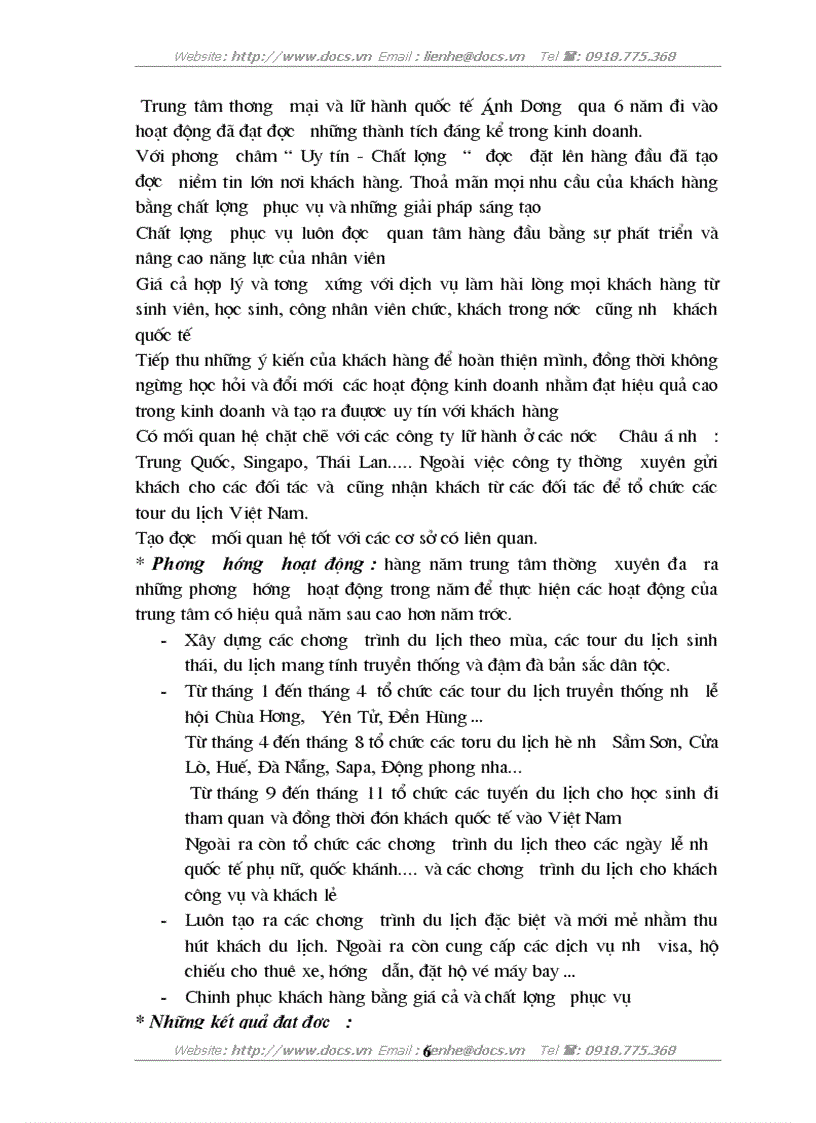 image for page Nghiệp vụ hướng dẫn du lịch tại Trung tâm thương mại lữ hành quốc tế ánh Dương trực thuộc C ty thương mại dịch vụ Thắng Lợi