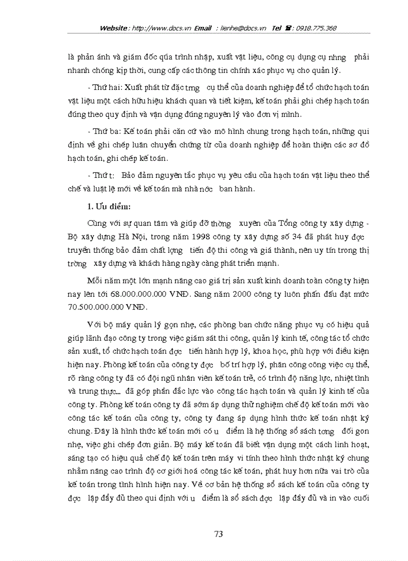 image for page Tổ chức công tác kế toán nguyên vật liệu công cụ dụng cụ ở công ty xây dựng số 34