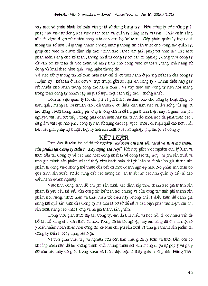 image for page Tổ chức kế toán tập hợp chi phí sản xuất và tính giá thành sản phẩm xây lắp tại Công ty Đầu tư Xây dựng Hà Nội