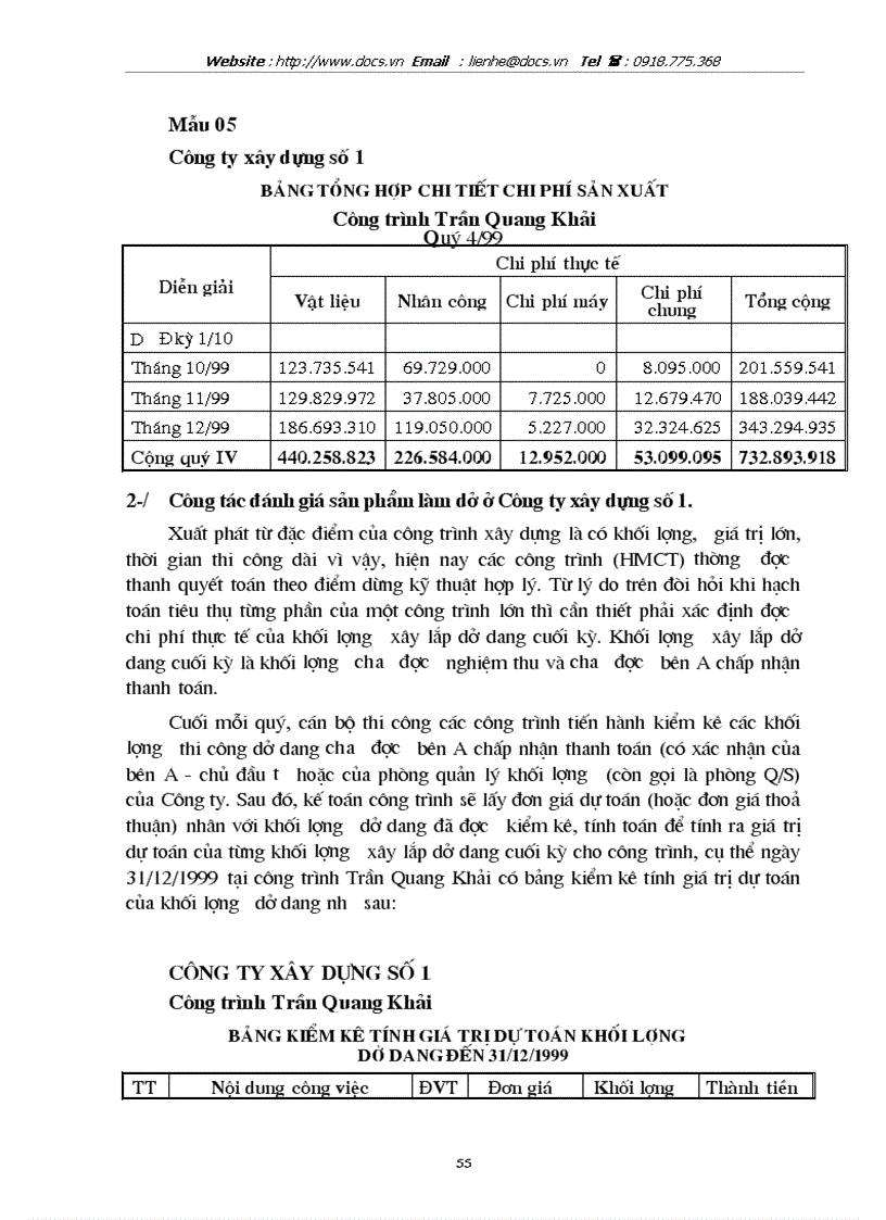image for page Tổ chức công tác kế toán tập hợp chi phí sản xuất và tính giá thành sản phẩm xây lắp ở Công ty xây dựng số 1