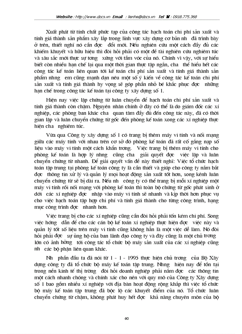 image for page Tổ chức công tác kế toán tập hợp chi phí sản xuất và tính giá thành sản phẩm xây lắp ở Công ty xây dựng số 1