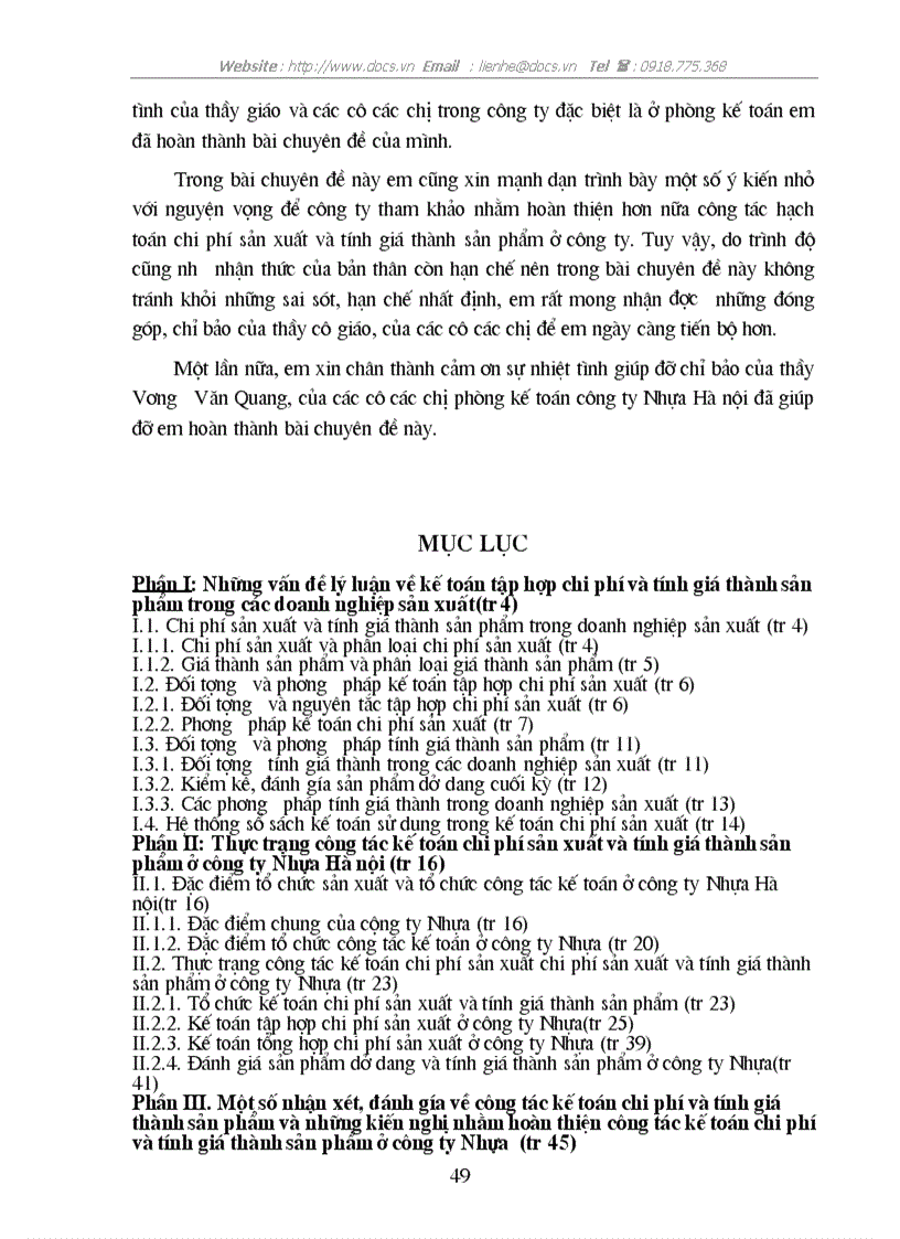 image for page Tổ chức kế toán tập hợp chi phí sản xuất và giá thành sản phẩm ở Công ty Nhựa Hà Nội