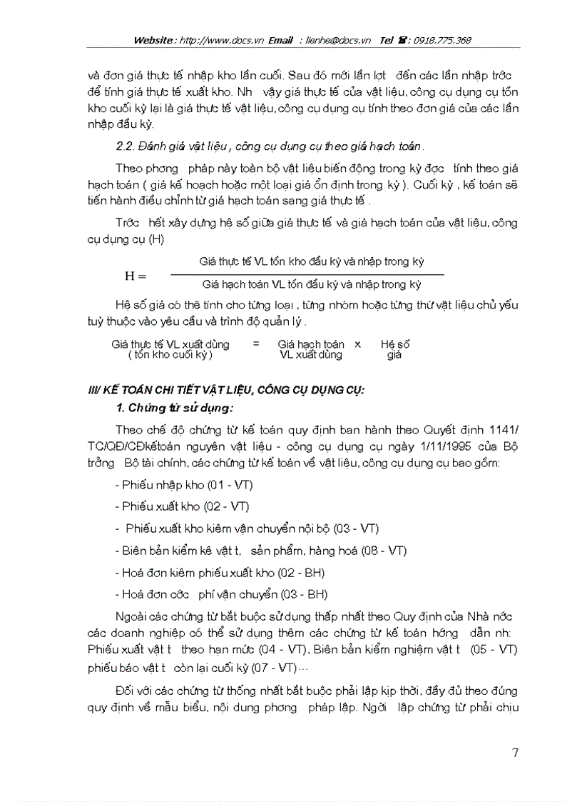 image for page Kế toán nguyên vật liệu công cụ dụng cụ ở công ty xây dựng Hương Giang Bộ quốc phòng
