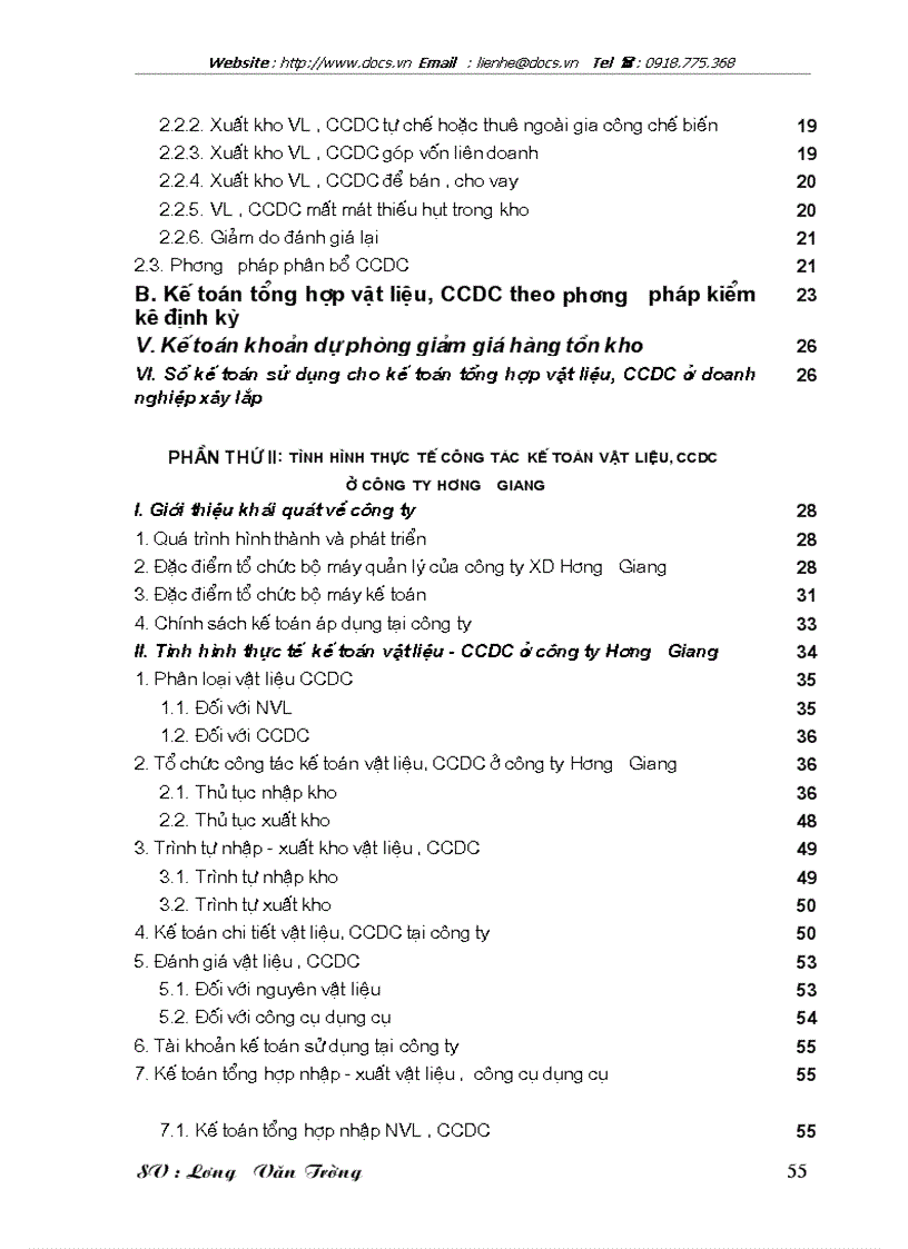 image for page Kế toán nguyên vật liệu công cụ dụng cụ ở công ty xây dựng Hương Giang Bộ quốc phòng