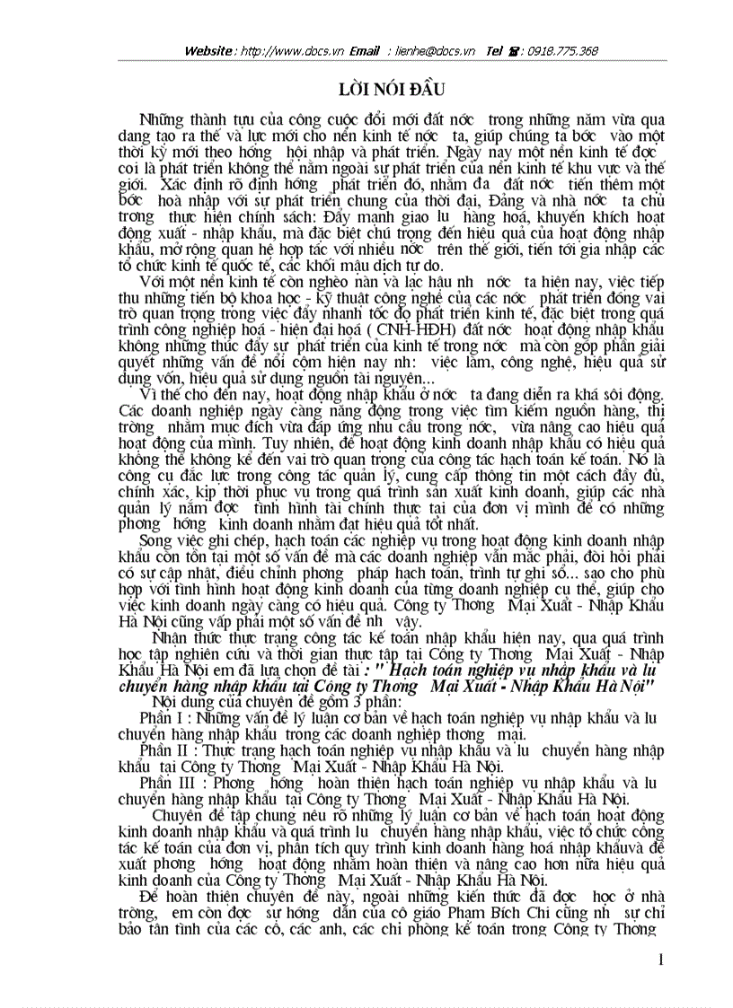 image for page Hạch toán nghiệp vụ nhập khẩu và lưu chuyển hàng nhập khẩu tại Công ty Thương Mại Xuất Nhập Khẩu Hà Nội