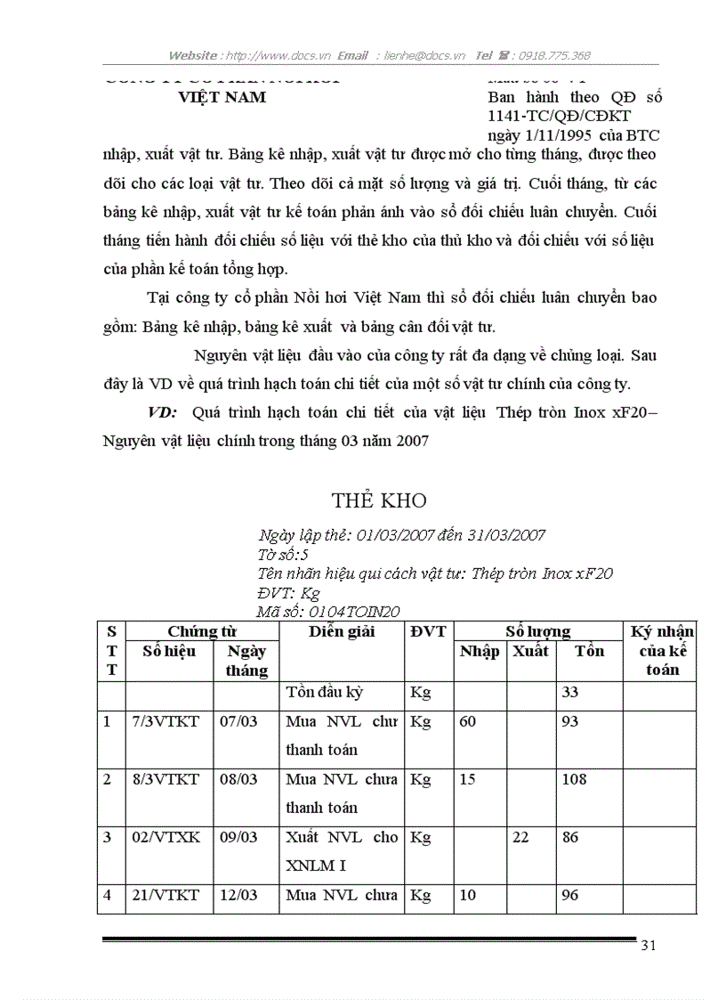 image for page Kế toán nguyên vật liệu ở Công ty Cổ phần Nồi hơi Việt Nam