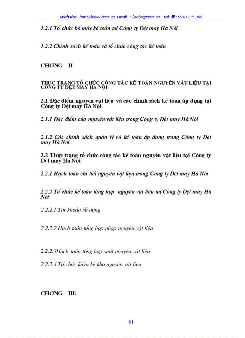 image for page Hoàn thiện tổ chức công tác Kế toán nguyên vật liệu tại công ty Dệt may Hà Nội