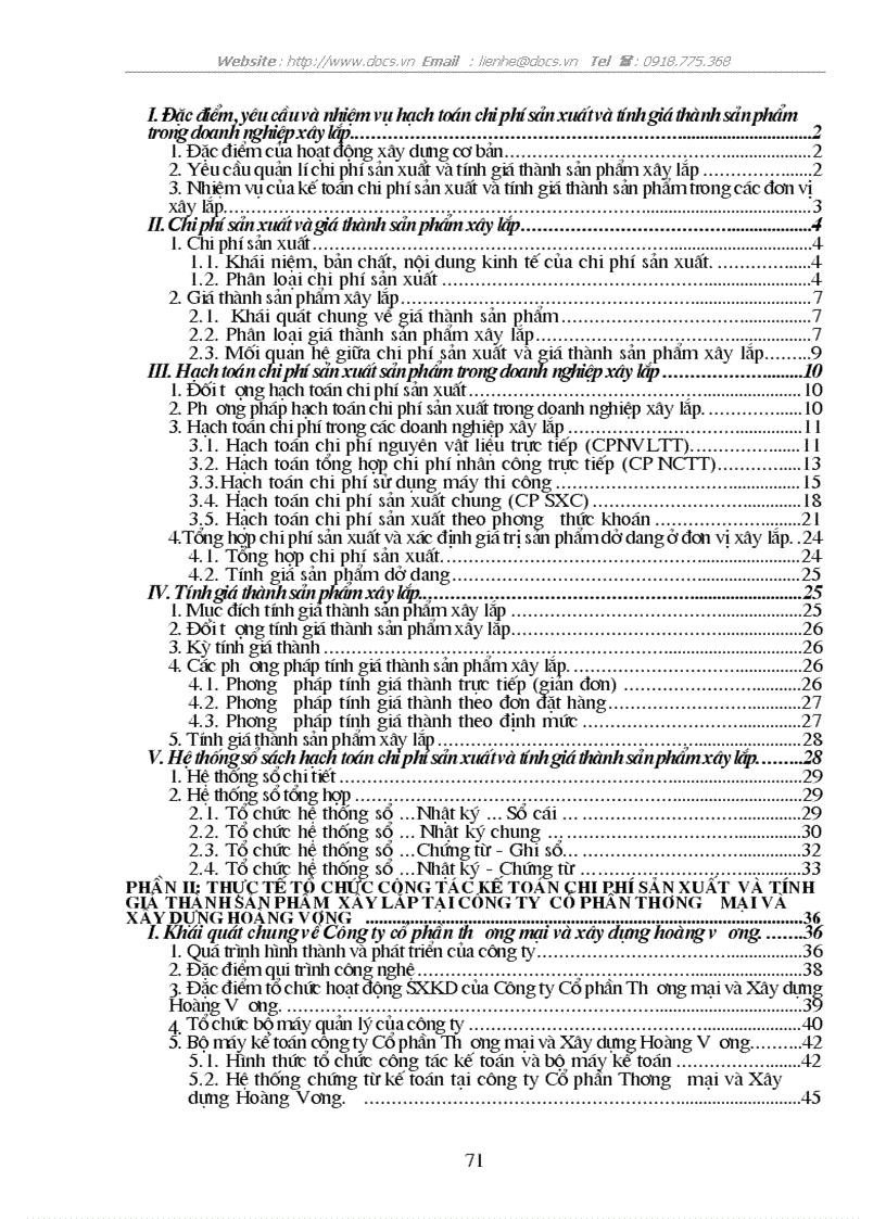 image for page Kế toán tập hợp chi phí sản xuất và tính giá thành sản phẩm xây lắp tại Công ty Cổ phần Thương mại và xây dựng Hoàng Vương