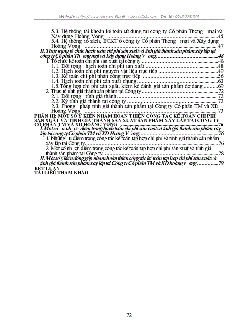 image for page Kế toán tập hợp chi phí sản xuất và tính giá thành sản phẩm xây lắp tại Công ty Cổ phần Thương mại và xây dựng Hoàng Vương